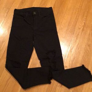 American Eagle Outfitters Highly Distressed Black Jeans Size 0 Short